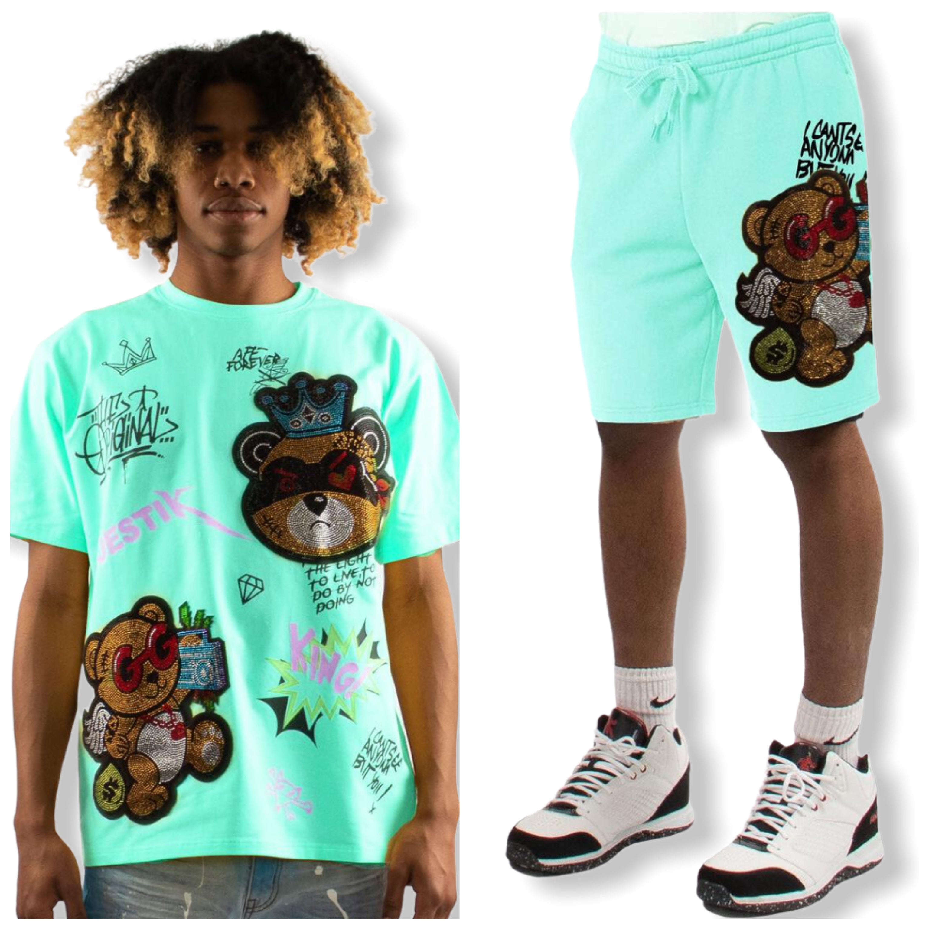 MAJESTIK: King Bear Rhinestone Short Set